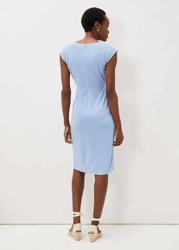 Phase Eight Adeliade Tie Front Dress Blue Australia | RI4850376